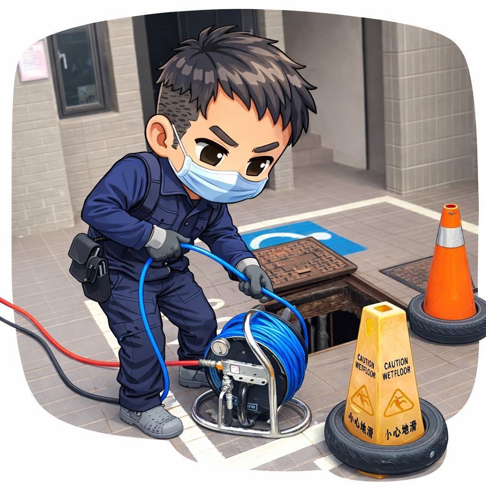 桃園市通水管-社區大樓外排水管疏通使用水刀通水管